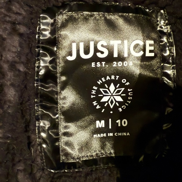 NWOT Justice Shiny Black Winter Jacket - Picture 4 of 4